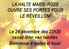 Réveillon de Noël à la Halte Marie-Rose le 24 décembre 